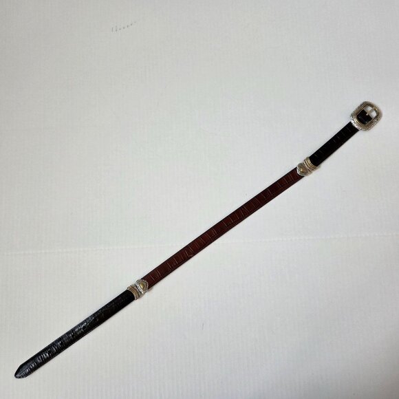 Brighton Belt Womens 28 Marcus Two Tone Black Brown Reversible Western - Picture 12 of 16